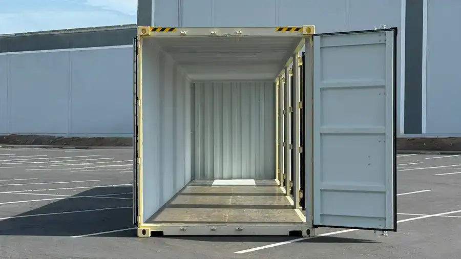 Contenedor marítimo nuevo High Cube de 40 pies con 4 puertas y apertura lateral.