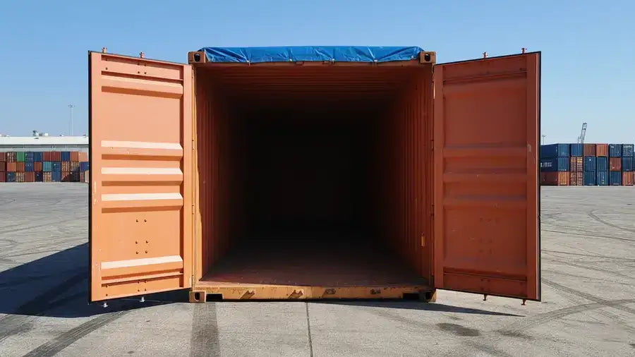 Contenedor marítimo usado de 40 pies con techo flexible y apertura superior