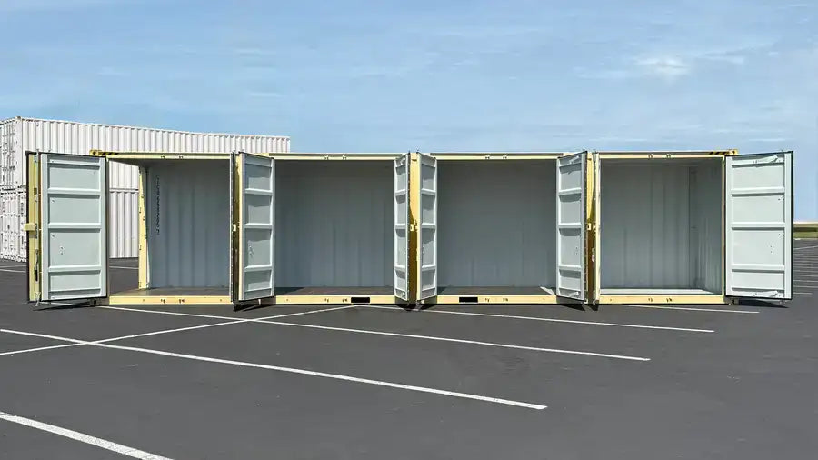 Contenedor marítimo nuevo High Cube de 40 pies con 4 puertas y apertura lateral.